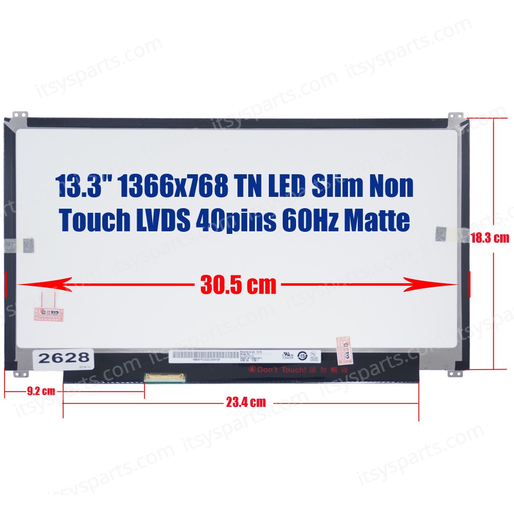 Laptop Monitor 13.3'' 1366x768 WXGA HD LED 40pin Slim (L) Laptop Screen Monitor (Ref. 1-2628)
