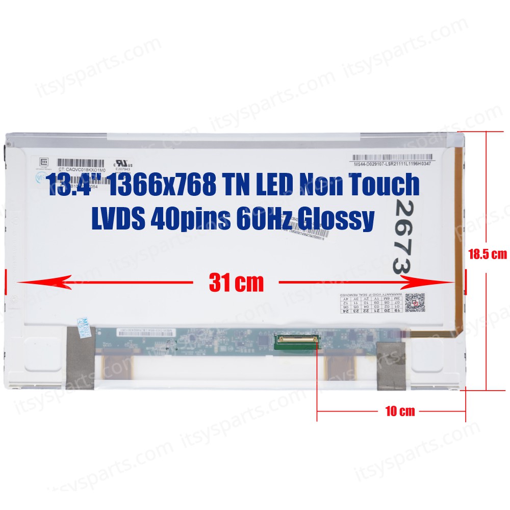 Laptop Monitor 13.4'' 1366x768 WXGA HD LED 40pin Laptop Screen Monitor (Ref. 1-2673)