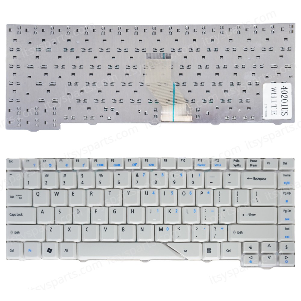 Laptop Keyboard Acer Aspire 4210 4220 4310 4315 4320 4510 4520 4520G 4710 4720 4720G 4720ZG 4910 4920 5235 5310 5315 5320 5520 5520-5912 5710 5710G 5710Z 5710Z 5710ZG 5715 5720 5720G 5720Z 5720ZG 5910 5920 5930 AS4520-5582 WHITE KEYBOARD(Ref.40201USWHITE)