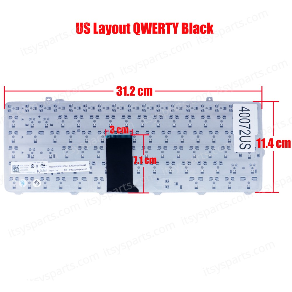 Laptop Keyboard Dell Studio 1535 1536 1537 RK684 B013 Inspiron 1435 15 1535 1536 1537 1555 1557 1558 0TR324 RK685 0RK685 TR324 NSK-DC001 0C569K 0D375K 0F292K 0P149K 0X476J US VERSION BLACK KEYBOARD(Ref.40072US)