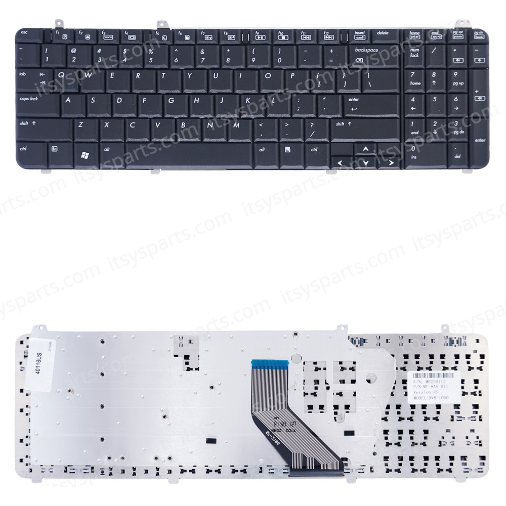 Keyboard Laptop HP Pavilion DV6-1000 DV6-2000 AEUT3U00140 570228-031 9J.N0Y82.H01 9J.N0Y82.M0U 517863-DJ1 DV6-1201au DV6-1202au DV6-1202tu DV6-1203au US VERSION BLACK KEYBOARD(Ref.40116US)