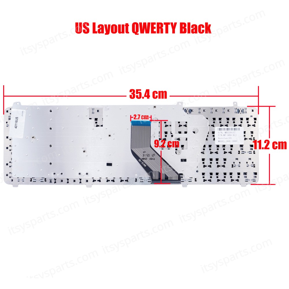 Keyboard Laptop HP Pavilion DV6-1000 DV6-2000 AEUT3U00140 570228-031 9J.N0Y82.H01 9J.N0Y82.M0U 517863-DJ1 DV6-1201au DV6-1202au DV6-1202tu DV6-1203au US VERSION BLACK KEYBOARD(Ref.40116US)