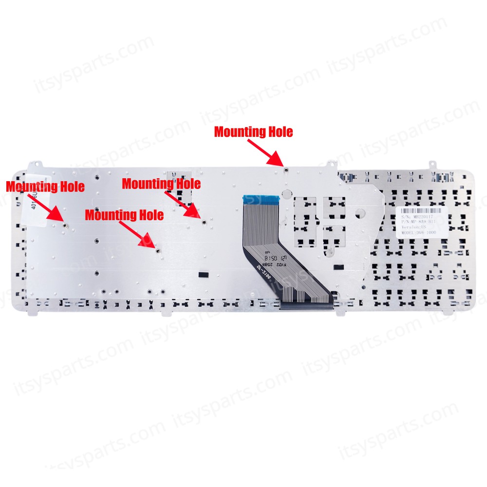 Keyboard Laptop HP Pavilion DV6-1000 DV6-2000 AEUT3U00140 570228-031 9J.N0Y82.H01 9J.N0Y82.M0U 517863-DJ1 DV6-1201au DV6-1202au DV6-1202tu DV6-1203au US VERSION BLACK KEYBOARD(Ref.40116US)