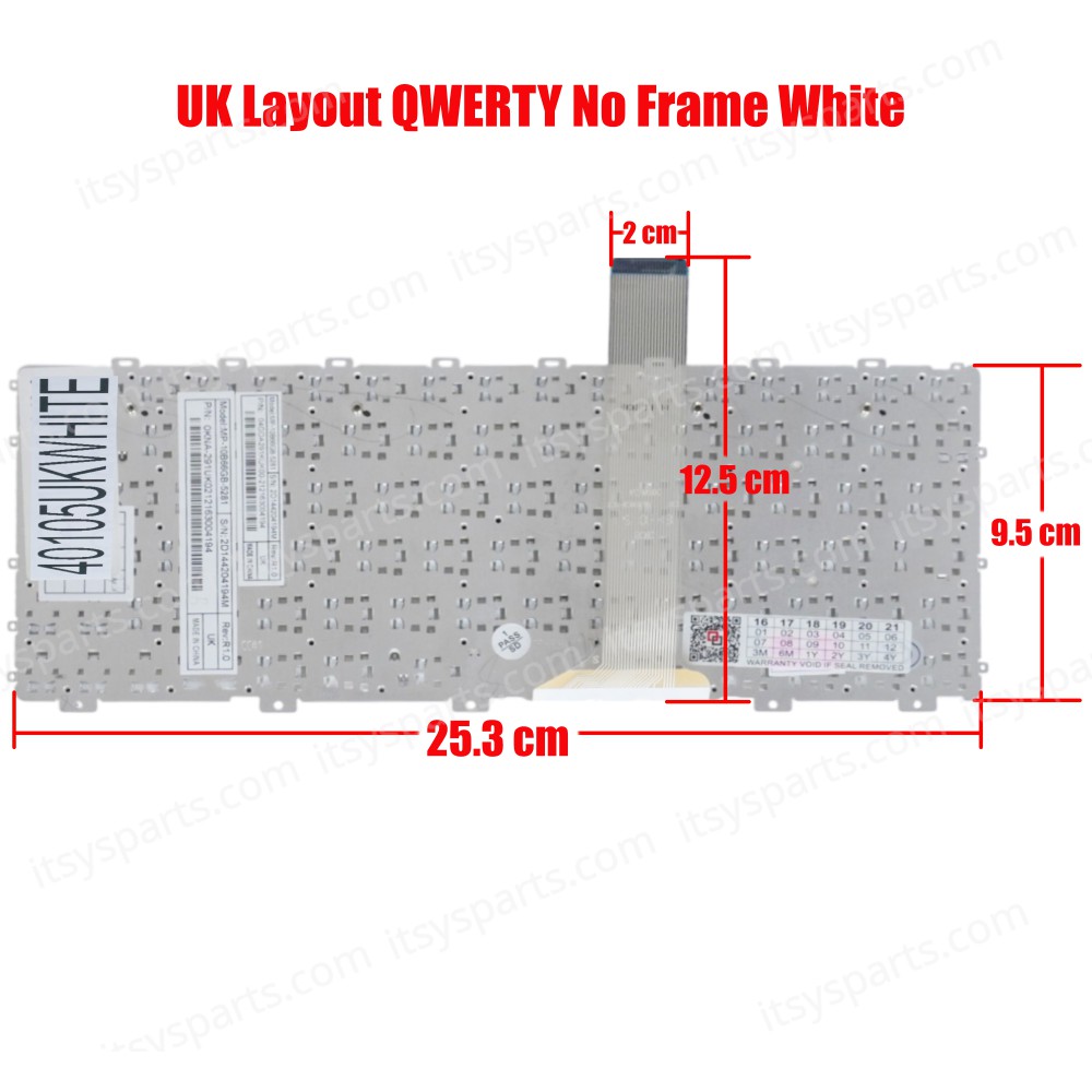Laptop Keyboard Asus EEE PC 1018 1018P 1025 1025C 1025C-MU17-BK 1025C-MU17-WT 1025CE 1025CE-M 1015PED 1015T 1015TX 1016P 1018 1018P UK VERSION WHITE KEYBOARD NOFRAME(Ref.40105UKWHITE)