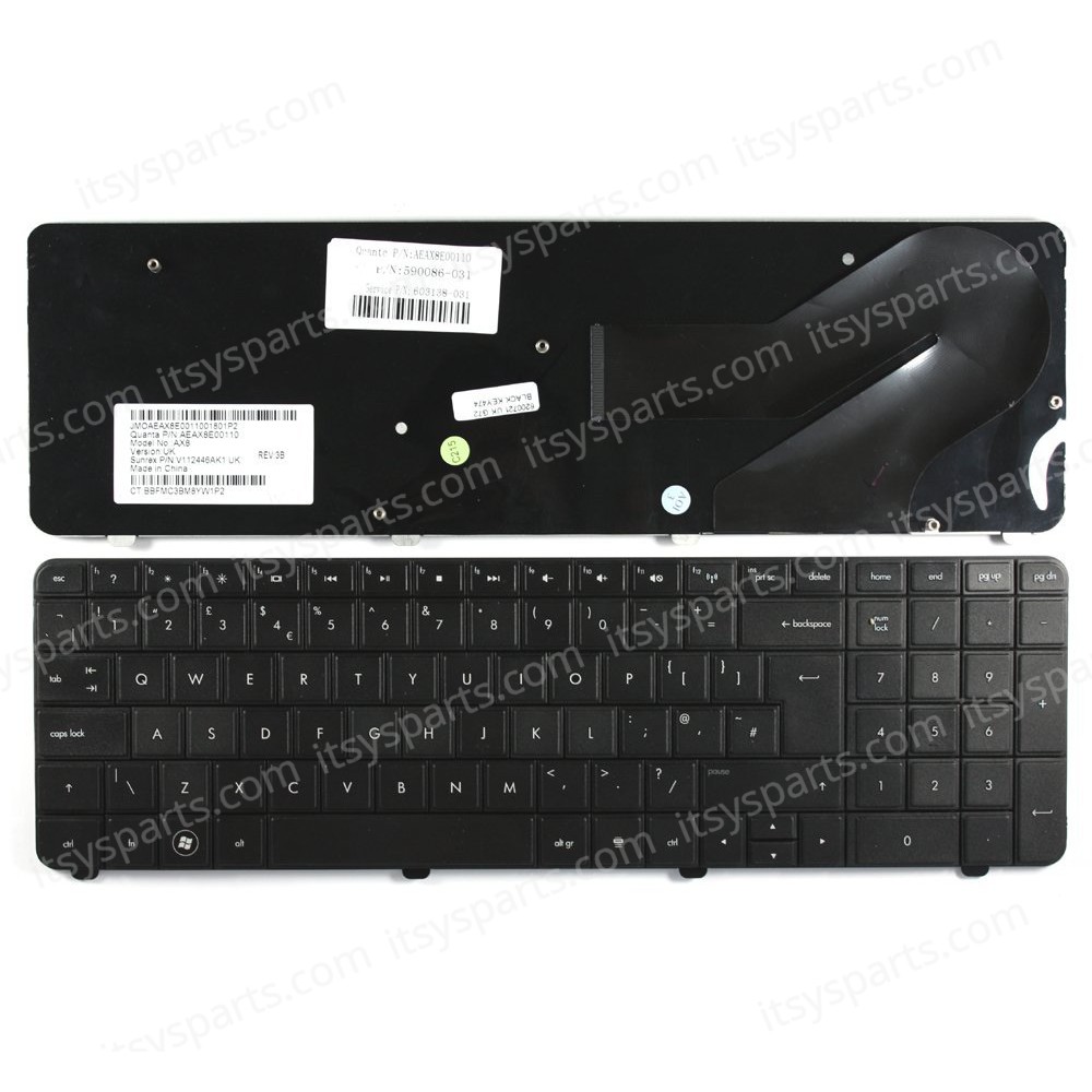 Keyboard Laptop HP Compaq Presario CQ72 G72 G72 G72-100 G72-200 G72T-200 CTO G72-a00 G72-a00 G72-b00 G72t-b00 CTO G72-c00 603138-031 AEAX8U00010 MP-09J93US-88 V112446AS1 600715-001 590086-001 603138-001 UK VERSION BLACK KEYBOARD(Ref.40129UK)