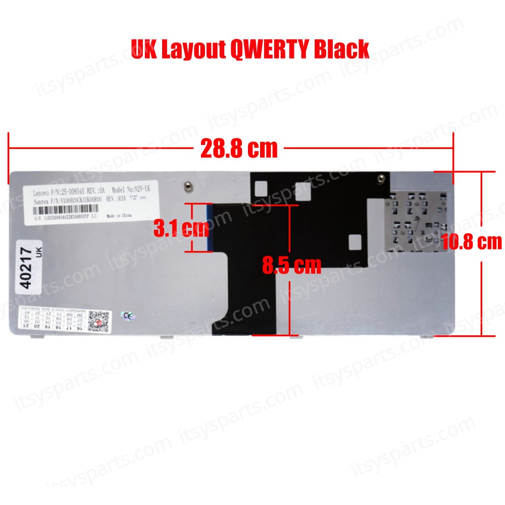 Keyboard Laptop Lenovo E45 Ideapad U450 U450A U450G U450P V360 V360A N2V-GR 25-009309 25-009333 25-009335 25-009344 25-009345 25-010347 25-010354 25-010526 25010533 AEVA3ST7013 UK VERSION BLACK KEYBOARD (Ref.40217UK)