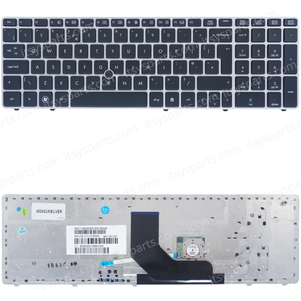Laptop Keyboard for HP ELITEBOOK 8560P PROBOOK 6560B 6565B 641179-001 701987-151 550121C00-035-G 9Z.N6GSF.E01 701986-031 55012NT00-035-G 701987-151 9Z.N6GSF.L0L 55010JN00203G 55010KS00-289-G UK SILVER (SKU.40043UKSILVER)