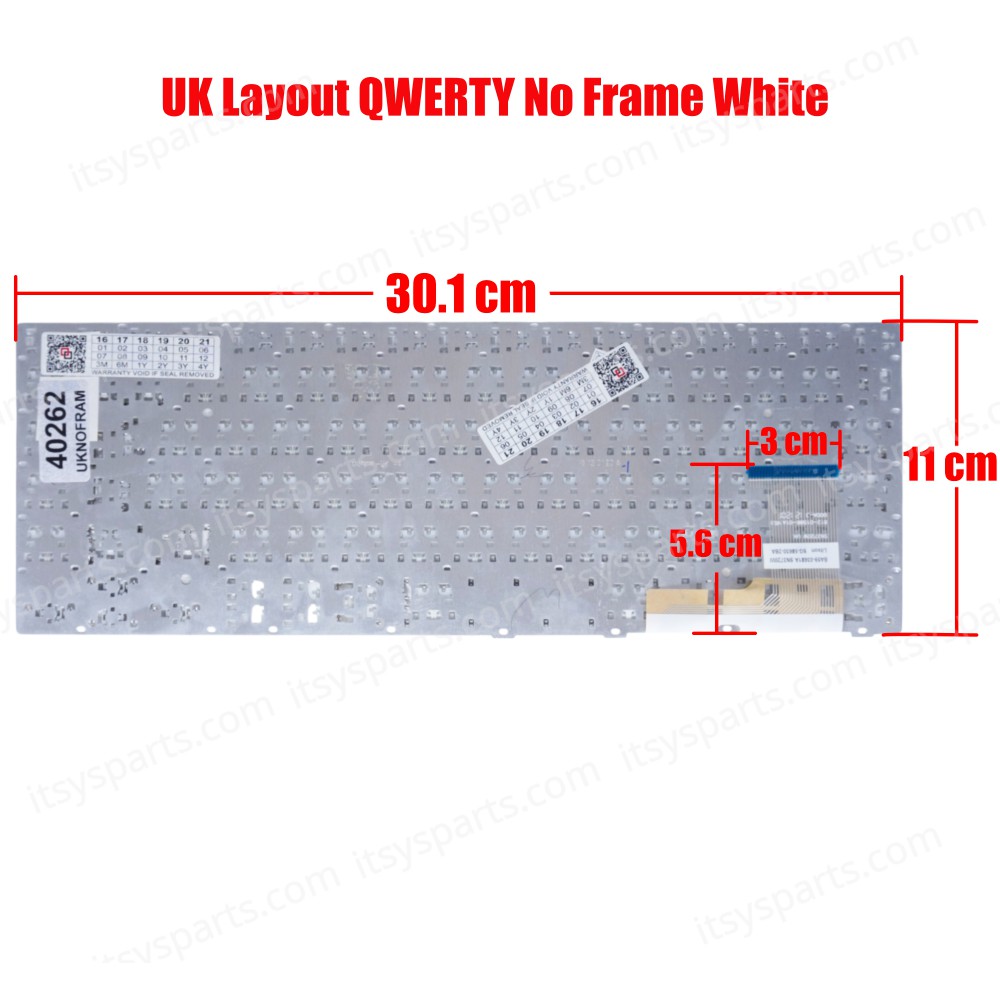 Laptop Keyboard SAMSUNG NP450R5E-X04ES NP450R5E-X02FR BA59-03681A SN3720W SG-58630-2BA NP450R5G NP450R5E NP370R5E NP450R5U NP450R5V NP470R5E NP350R5E NP450R5E UK KEYBOARD NOFRAME WHITE (Ref.40262UKNOFRAME)