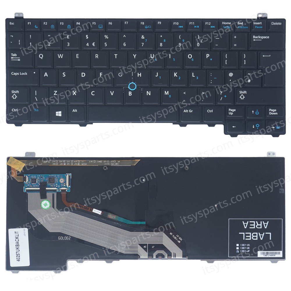 Laptop Keyboard DELL Latitude 14 5000 E5440 SN7223 Y4H14 0Y4H14 OY4H14 PK130WQA00 NSK-LDBUC 3KK86 03KK86 PK130WQ4B00 PK130WQ3B00 MP-13B73USJ698 SG-60720 SN7223BL C4FHX 0C4FHX BLACK BACKLIT (Ref.40257UKBACKLIT)