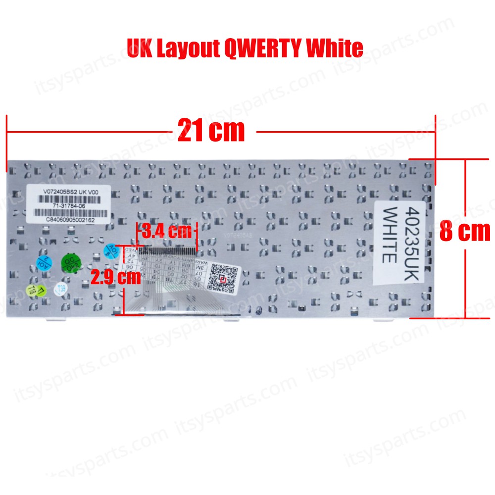 Laptop Keyboard FUJITSU UI350 V072405BS2 71-31784-06 WHITE KEYBOARD UK Laptop Keyboard(Ref.40235UKWHITE)