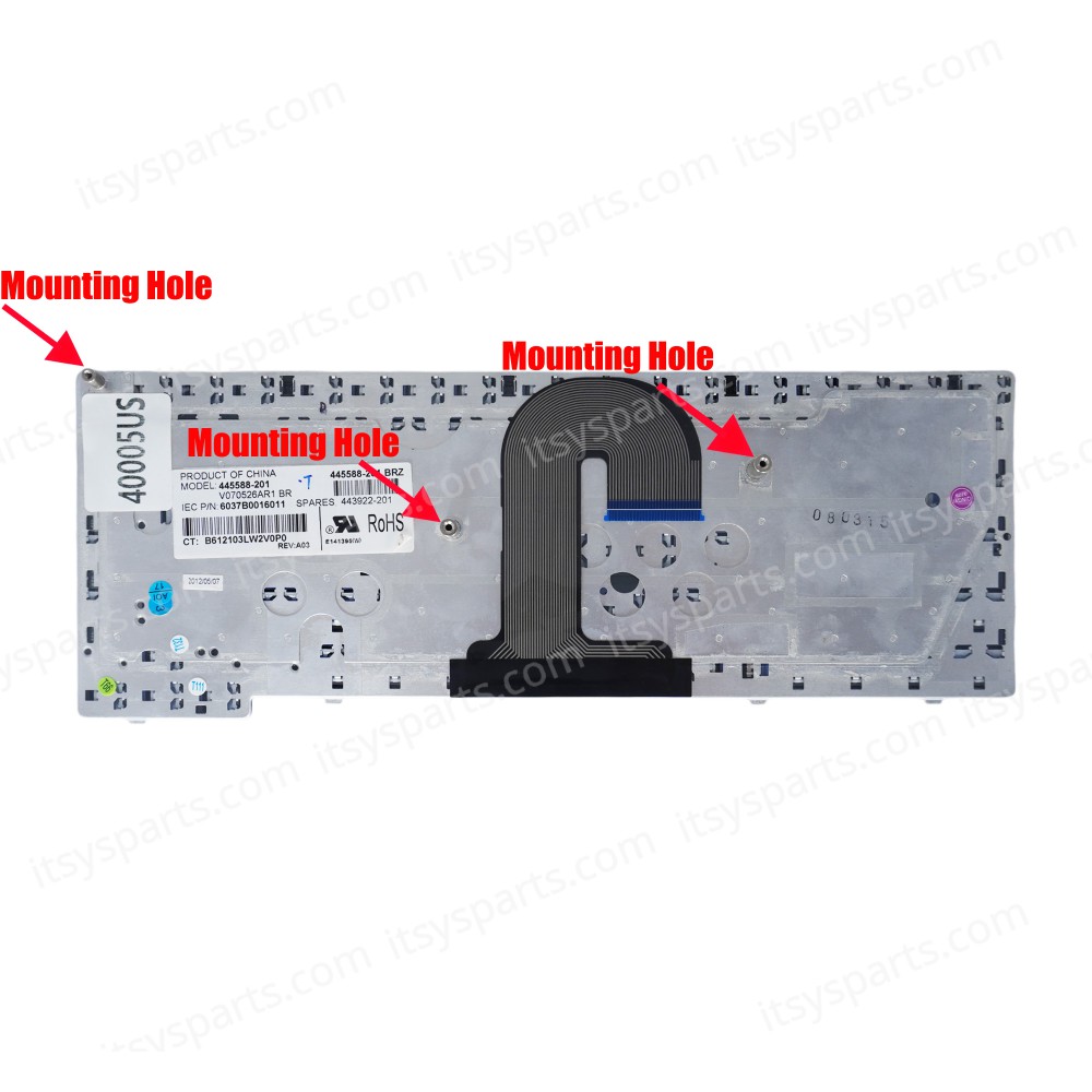 Keyboard Laptop HP Compaq 6510 6515 6510B 6515B NSK-H4A01 9J.N8282.A01 445588-001 6037B0015901 443922-00 V070526AK1 US VERSION BLACK KEYBOARD (Code 40005US)