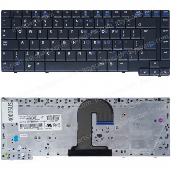 Keyboard Laptop HP Compaq 6510 6515 6510B 6515B NSK-H4A01 9J.N8282.A01 445588-001 6037B0015901 443922-00 V070526AK1 US VERSION BLACK KEYBOARD (Code 40005US)