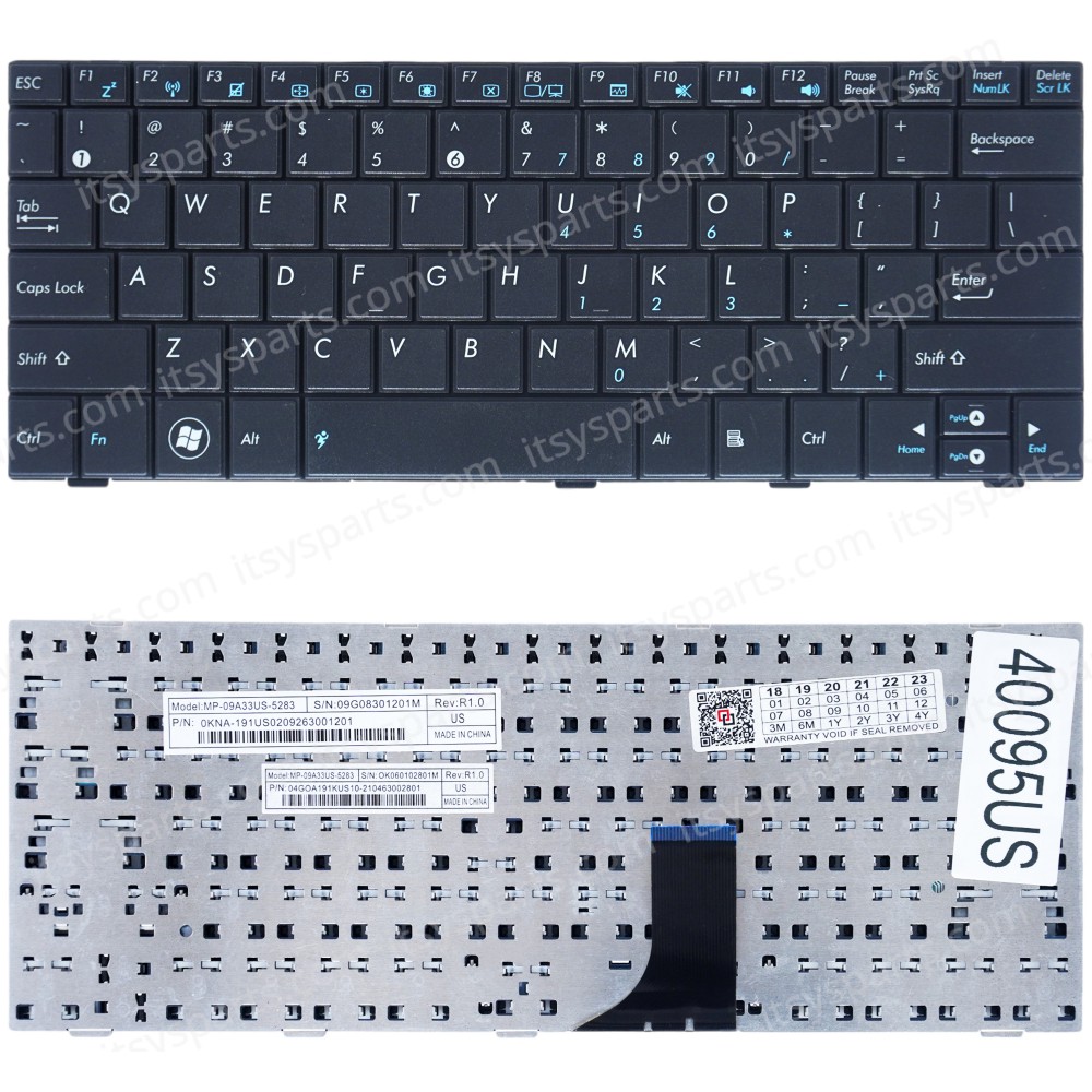 Keyboard Laptop ASUS EEE PC 1001 1001 1001HA 1001PED 1001PX 1002HA 1005 1005HA 1005PED 1005PX 1008 1008HA R101 R101D 1000H 1000HA 1000HD 1000HE 1000HG 1002HA 904 904HA 904HD 905 US VERSION BLACK KEYBOARD(Ref.40095US)