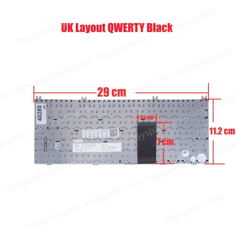 Laptop Keyboard Compal Elonex Soliton RM CY27 keyboard MP-01633GB-6981 PK13CY27010 PK13CY250UK (Ref.40280UK)