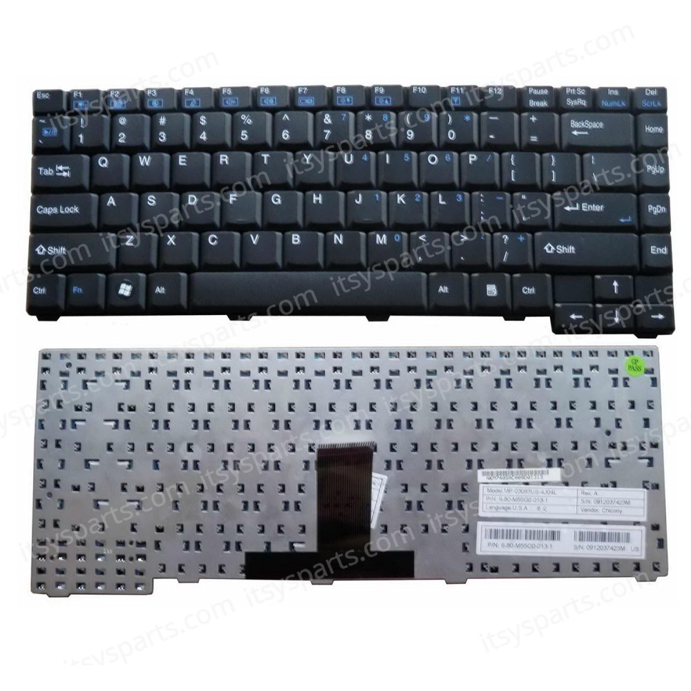Keyboard Laptop Turbox M66S Clevo 80-M55G0-011-1 K020349F1 MP-03083US-430L MP-03083U4-4304L 6-80-M55G0-113-1 MP-03083U4-4307L Clevo M54 M660 M66N M661N M665N M660JE M665JE M660S M665S M54 M540 M540N M540V US VERSION BLACK KEYBOARD(Ref.40290US)