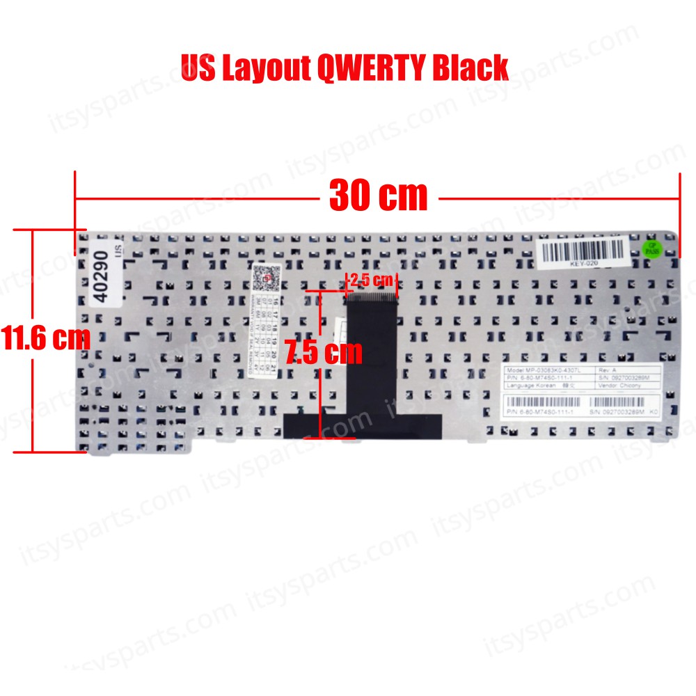 Keyboard Laptop Turbox M66S Clevo 80-M55G0-011-1 K020349F1 MP-03083US-430L MP-03083U4-4304L 6-80-M55G0-113-1 MP-03083U4-4307L Clevo M54 M660 M66N M661N M665N M660JE M665JE M660S M665S M54 M540 M540N M540V US VERSION BLACK KEYBOARD(Ref.40290US)