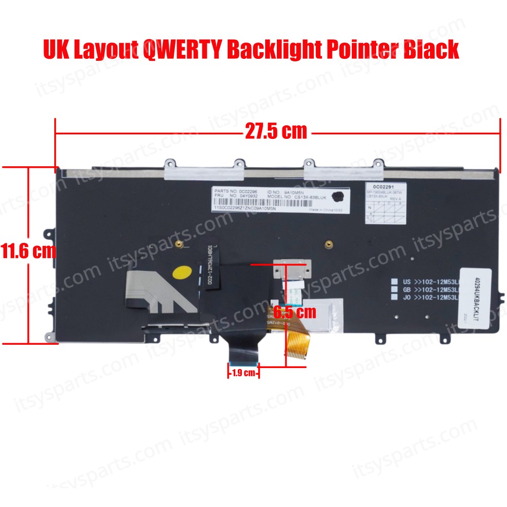 Laptop Keyboard IBM Thinkpad X230S X240 X240S X240I X250 X260 X270 Lenovo 04X0177 04X0215 04Y0900 0C02291 0C43982 0C44020 35G1EZ 38W00E CS13X CS13XBL CS13XBL-83US CS13XBL-83US CS13XBL-USE MP-12M53USJG62W PK130SA1B00 SG-58910-XUA SN5321BL (Ref.40294UKBACKL