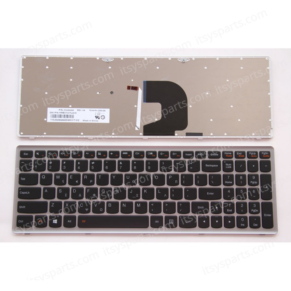 Greek Laptop Keyboard IBM Lenovo Ideapad PK130SY1F00 T6F1-RU T6F1-TUR T6F1-US V-136520FK1-GR V-136520FK1-SP V-136520FK1-TR V-136520FK1-UK Z500-FR Z500-UK Z500-USA Z500 P500 Z500 Z500 Z500A Z500G P500 Z500 Z500A-IFI (SKU.40150GRBACKLIT)