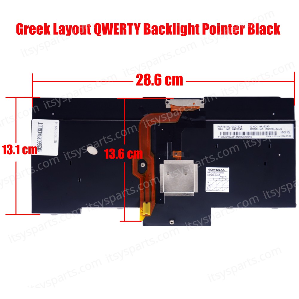Keyboard Greek-Greek Laptop IBM L430 L530 T430 T430I T430S T530 T530i W530 X230 X230 X230I X230T IBM 04W3025 04X1201 04X1274 04X1315 04X1353 04Y0490 0B36031 0C01885 0C01957 0C01997 GR BACKLIT(Ref.40256GRBACKLIT)