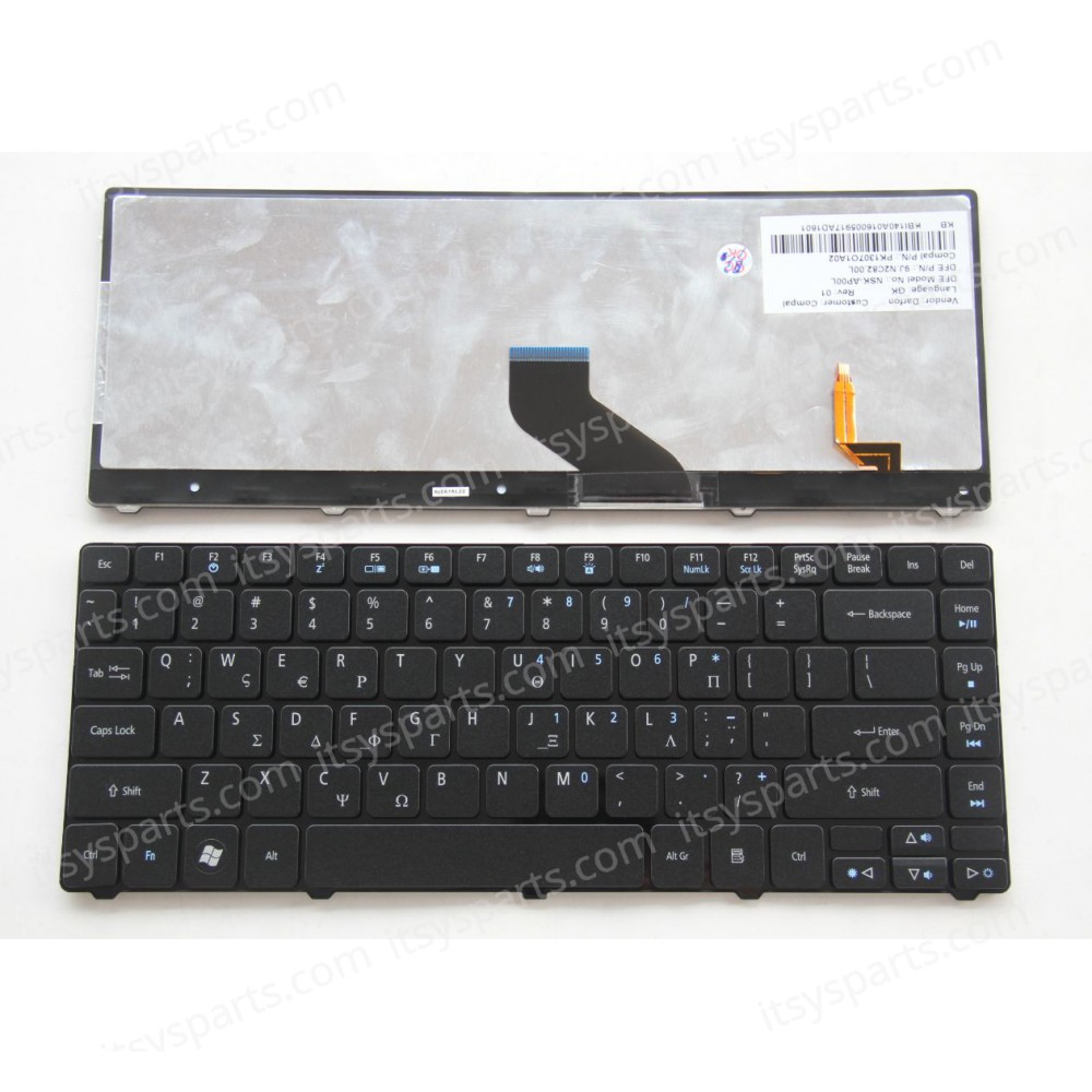 Greek Laptop Keyboard Acer eMachines D732 D640G D528 D443 D442 D440D732G D732Z D732 D730 D728 D729Z D729 TimelineX 4820TZ NSK-APOOL 9J.N2C82.00L PK1307O1A02 (SKU. 40174GRBACKLIT)