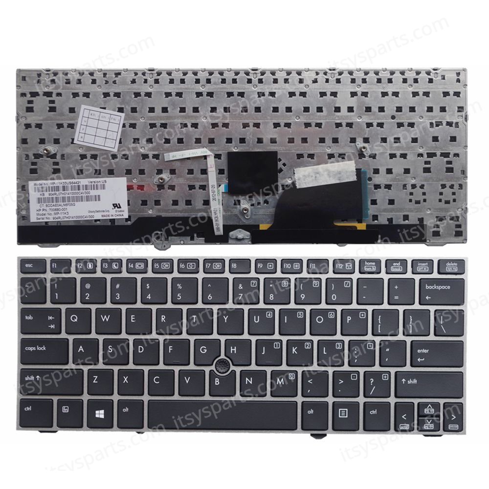 Keyboard Greek-Greek Laptop Keyboard HP EliteBook 2170p 2170 90.4RL07.I0L SG-49400-X2A 677598-151 707877-151 6H.4RLKB.110 7056145-151 with point frame GR Silver (Ref.40313GRSILVER)