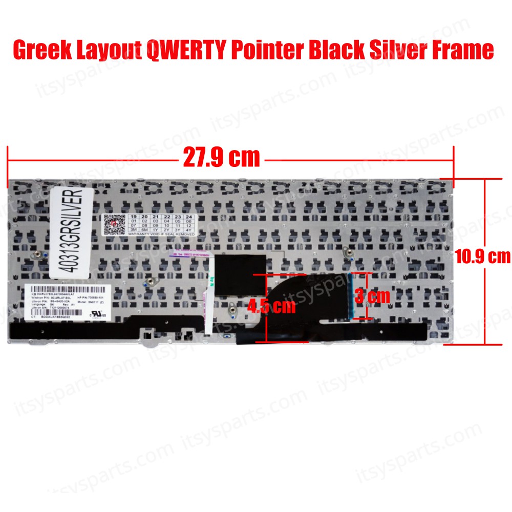 Keyboard Greek-Greek Laptop Keyboard HP EliteBook 2170p 2170 90.4RL07.I0L SG-49400-X2A 677598-151 707877-151 6H.4RLKB.110 7056145-151 with point frame GR Silver (Ref.40313GRSILVER)