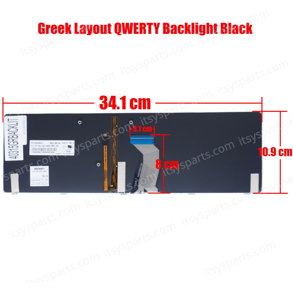 Keyboard Greek-Greek Laptop Keyboard Lenovo Ideapad Y580 Y580N Y580NT 25203452 HMB3351TLA20 Y580-GK PK130N02A22 9Z.N5SBC.10C PB4253-1750OP1 NSK-B51BC(Ref.40315GRBACKLIT)