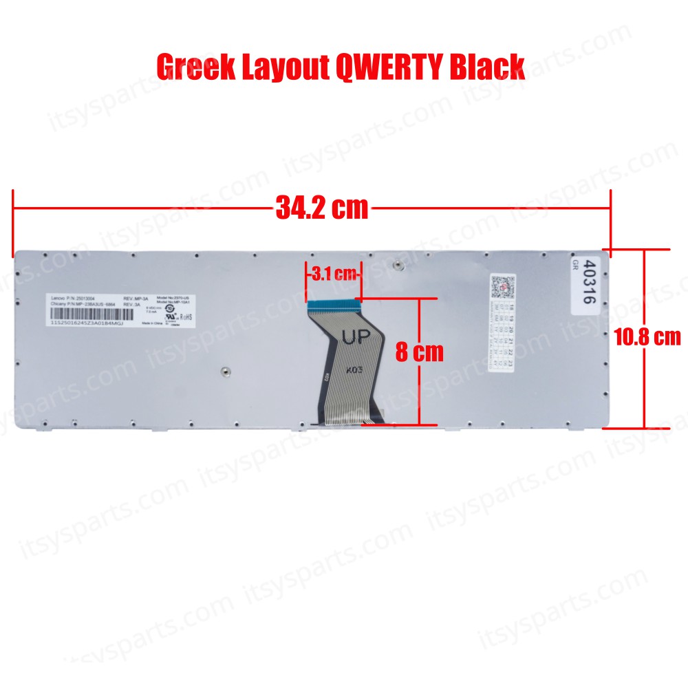 Keyboard Greek-Greek Laptop Keyboard Lenovo Ideapad Y570 Y570A Y570D Y570G Y570M Y570N Y570NT Y570P Y570I 25-011724 25011724 PK130HB2A01 9Z.N6ESC.OOL(Ref.40316GR)
