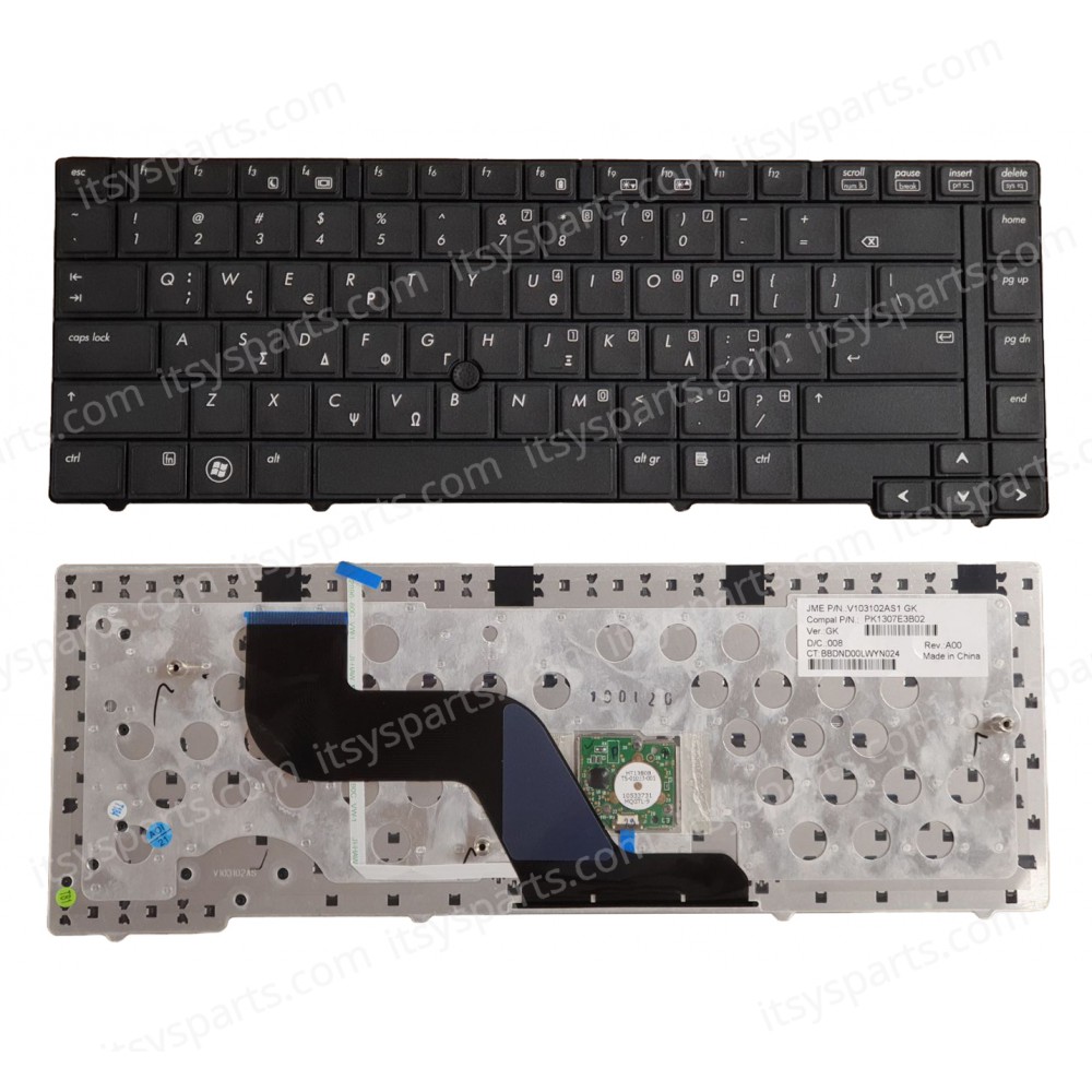 Keyboard Greek-Greek Laptop Keyboard HP ProBook 6440B 6445B 6450B 6450B 6450B 6455B with pointer PK1307E3B02 V103102AS1 GK (Ref.40318GR)