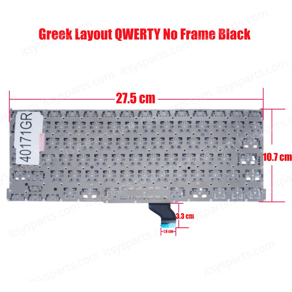 Greek Laptop Keyboard for Apple MacBook Pro Retina 13" A1502 2013 2014 MF839 MF840 MF841 ME864 ME664 ME293 ME294 818-4278 GR No Frame Black ( SKU.40171GR )