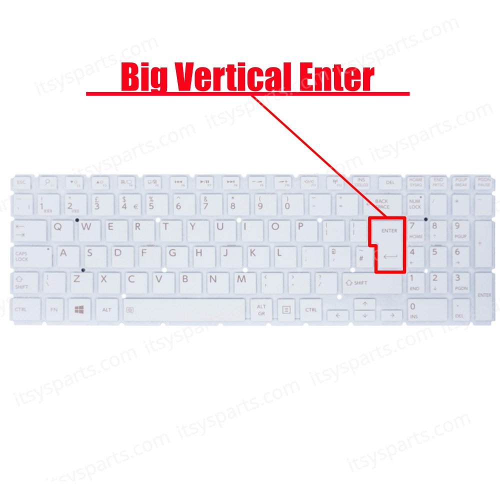 Keyboard UK Keyboard Laptop Toshiba Satellite L50-B L50-B-02G L50-B-02W L50-B-07W L50-B-13E L50-B-17C L50-B-17M L50-B-1DV L50-B-1F6 L50-B-1GP L50-B-1P1 L50D-B L50D-B-008 L50D-B-146 L50D-B-14P L50DT-B L50T-B L55-B (Ref.40329UKWHITENOFRAME)