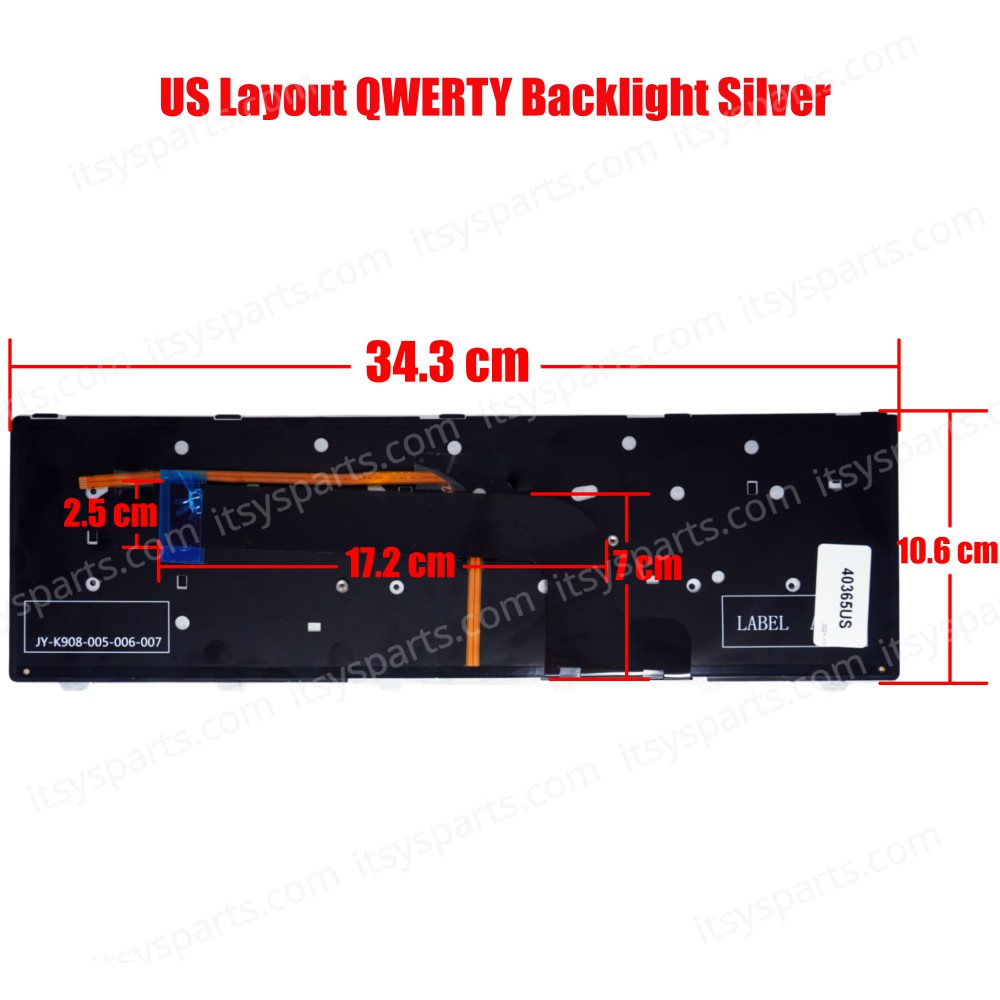Keyboard Laptop DELL Inspiron 15 7537 15 7000 7537 US Silver 90.47L07.L01 SG-62010-XUA 0KK7X9 0M38DK M38DK (Ref.40365US)