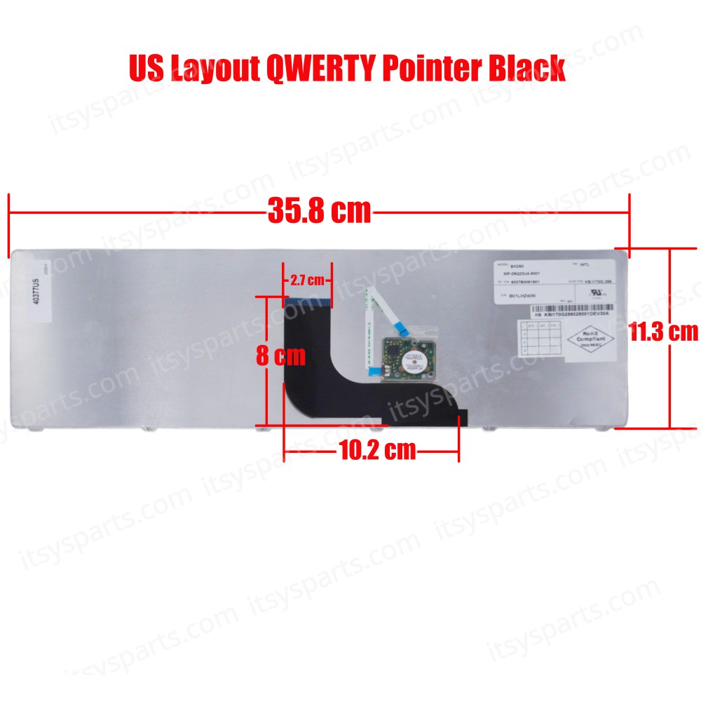 Keyboard Laptop Acer TravelMate 6594 6594G Keyboard With Trackpoint KB.I170A.256 MP-09Q23U4-9301 Gateway NO51 NO51E NO51IE NO51IG Keyboard - BXD50 KB.I170G.256 6037B0051901 keyboard (Ref.40377US )