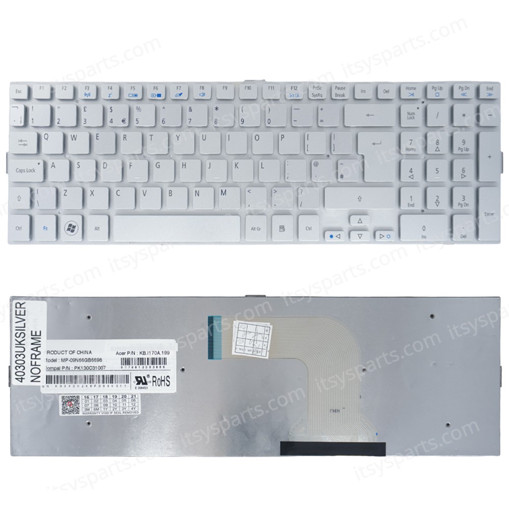 Keyboard UK Laptop Keyboard Acer 5943 5943G 8943 8943G 8943G 8950 8950G AEZYA+00010 MP-09N63GR6920 Model No:ZYA AEZYAF00010 AEZYAG00010 AEZYAN00010 AEZYAR00010 KB.I170A.199 MP-09N63U46698 MP-09N63U46920 UK (Ref.40303UKSILVERNOFRAME) Keyboard UK Laptop Keyboard Acer 5943 5943G 8943 8943G 8943G 8950 8950G AEZYA+00010 MP-09N63GR6920 Model No:ZYA AEZYAF00010 AEZYAG00010 AEZYAN00010 AEZYAR00010 KB.I170A.199 MP-09N63U46698 MP-09N63U46920 UK (Ref.40303UKSILVERNOFRAME)