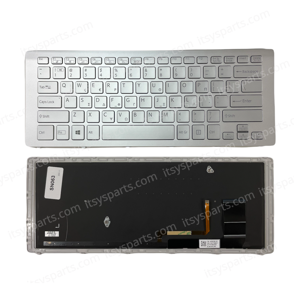 Keyboard-Greek Laptop Sony Vaio svf15n1y2es fit 15A SVF15N EFI3X000203A 9Z.NABBQ.80w NSK-SK8BQ 0w AEFI34000303A 9Z.NABBQ.80S 9Z.NABBQ 149265381gr (SKU.40352GRSILVERBL )