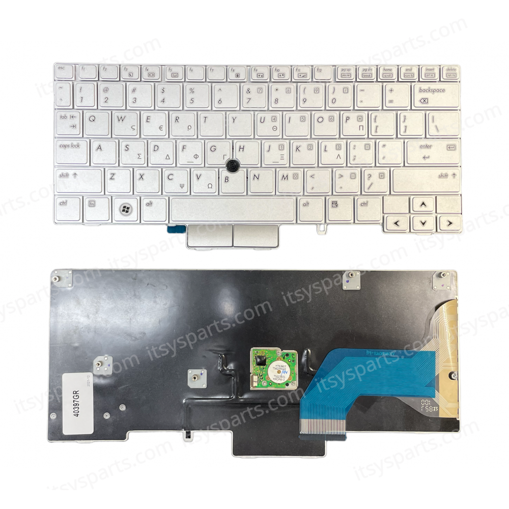 Keyboard-Greek Laptop HP EliteBook 2740P 2760P Silver 597841-001 MP-09B68PA6442 MP-09B66D06442 MP-09B66D06442 904DP07C0W14000019V300 MP-09B6 (Code 40397GR)