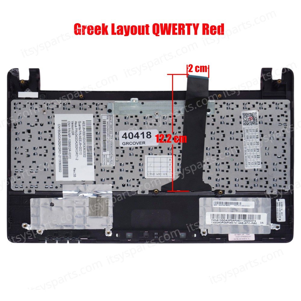 Laptop Keyboard Greek - Greek Keyboard for Asus EeePC X101 X101H X101CH Red With C Cover Keyboard AEEJ8+00010 MP-10B66GR-9202 (Ref. 40418GRCOVER)