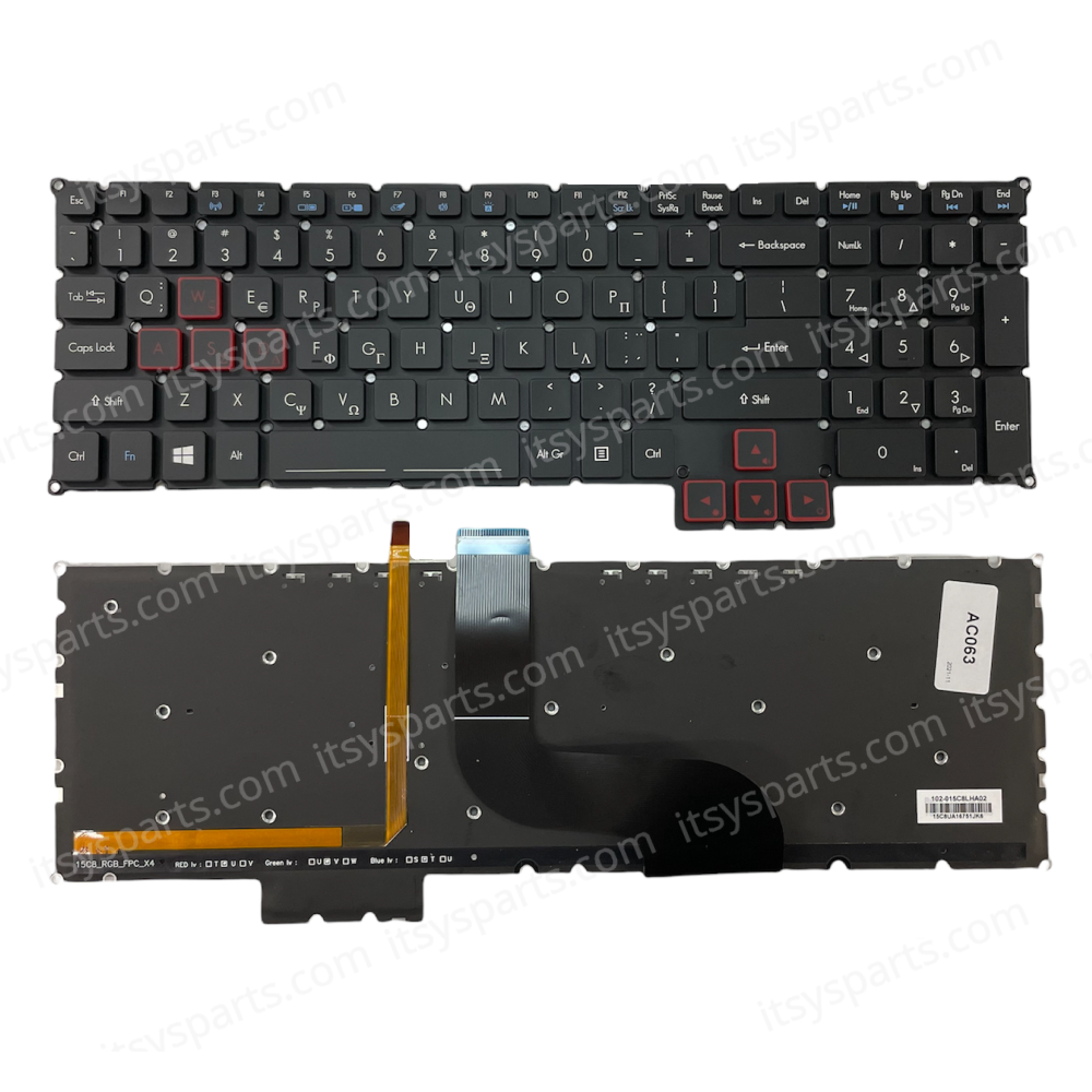 Greek Keyboard for Laptop Acer Predator 15 17 17-G9000 G9000 G9-592 G9-593 G9-591 G9-591R G9-791 G9-791 G9-792 G9-793 GX-791 102-015C8LHA02 NKI151302U EG5P_A51BRL 0KN0-EX2JP12 ACM15CB80J0 Backlit (Ref. 40421GR)