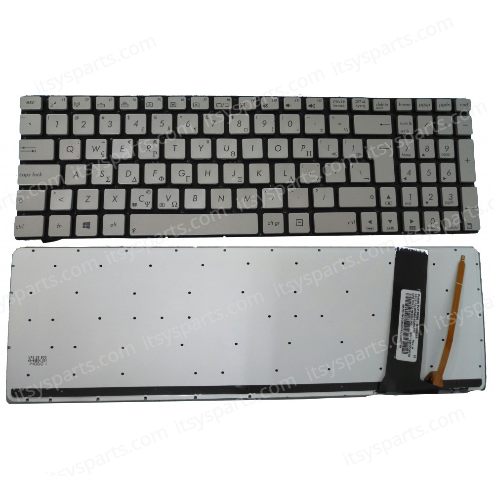 Greek Laptop Keyboard for ASUS N76 N56 N56V N550JV G550 G56 N550 U500VZ N750 NSK-UPN01 0KNB0-6629US00 9z.n8bbu.n0l (SKU. 40299GRBLSILVER)