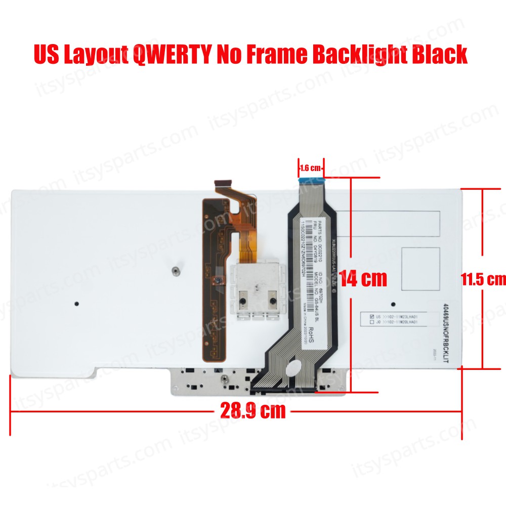 Keyboard - Laptop Keyboard Lenovo Thinkpad Carbon X1 Gen 1 Backlit Laptop Keyboard US 04Y0786 (Ref.40469USNOFRBCKLIT)