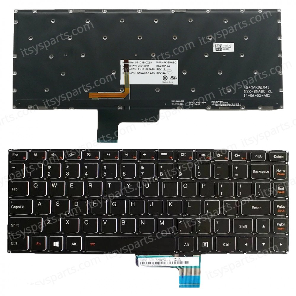 Laptop Keyboard - Keyboard for Lenovo Ideapad Yoga 2 Pro 13 20266 25212831 Yoga2 Pro13-ISE 25212829 Yoga 2 13-IFI 25212817 25212849 (Code 40474USBACKLIT)
