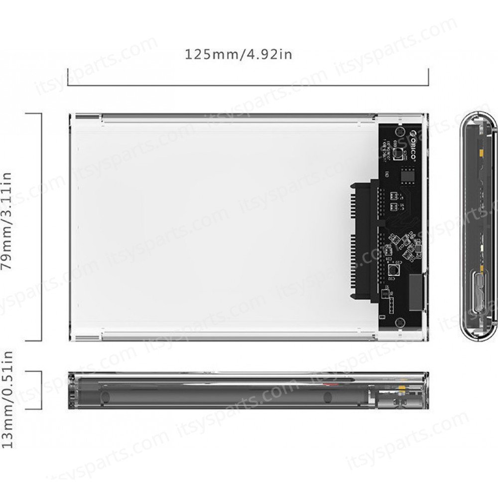 External Case Transparent HD enclosure Serial ATA 2.5''' USB 3.0 Black ORICO 2139U3-CR Transparent (Code 1-PER0003)