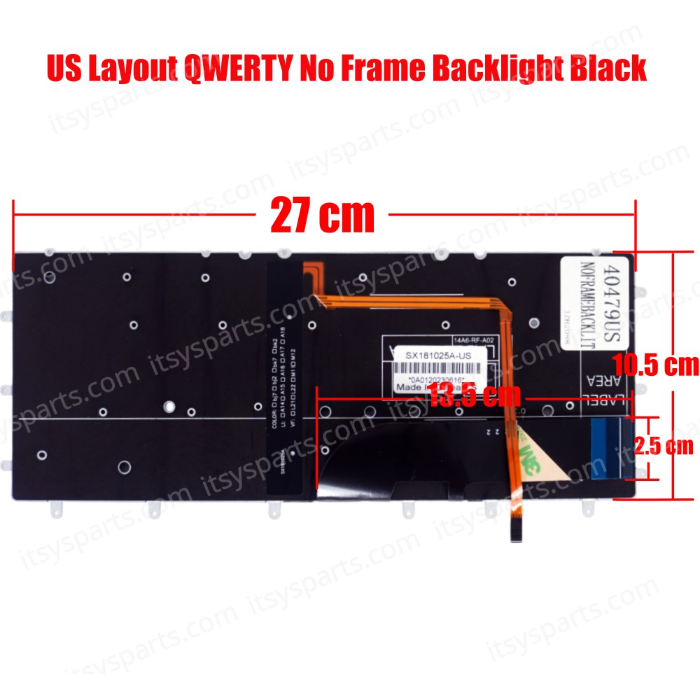 Keyboard - Keyboard Laptop DELL Inspiron 13 7386-2722 (Ref.40479USNOFRAMEBACKLIT)