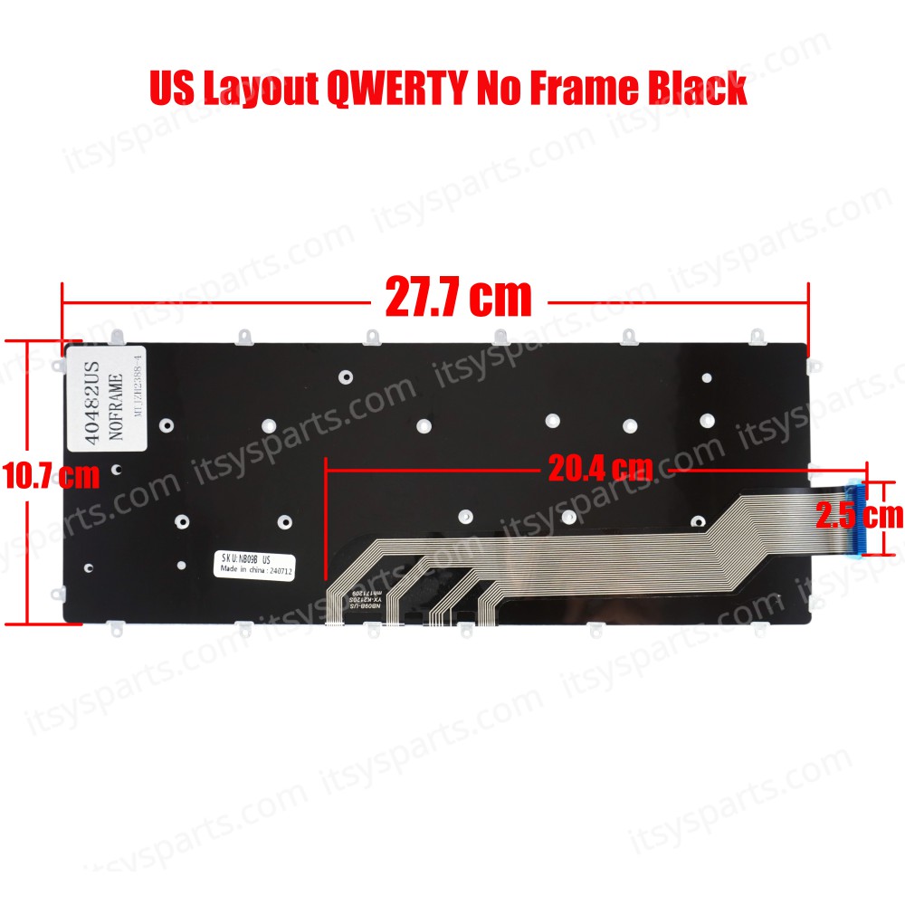 Keyboard - Keyboard Laptop DELL Inspiron 15 5568 5578 5579 7560 7569 7572 7579 7566 7567 0M9DMK PK131Q12B01 NSK-EB0BC 01 US (Ref.40482USNOFRAME)
