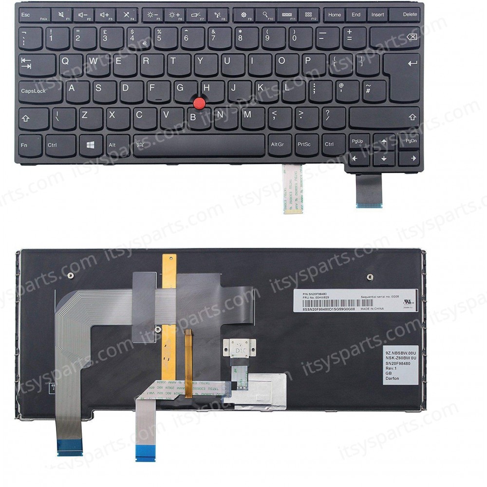 Keyboard Laptop - Keyboard for Lenovo Thinkpad Yoga P40 YOGA14 UK Layout Keyboard 00UR266 NSK-Z62BW 9Z.NBSBW.00U NSK-Z60BW 00HW792 SN20F98443 00UR229 00HW792 SN20J35690 CB-85GB SN20F98480 (Ref. 40425UK)