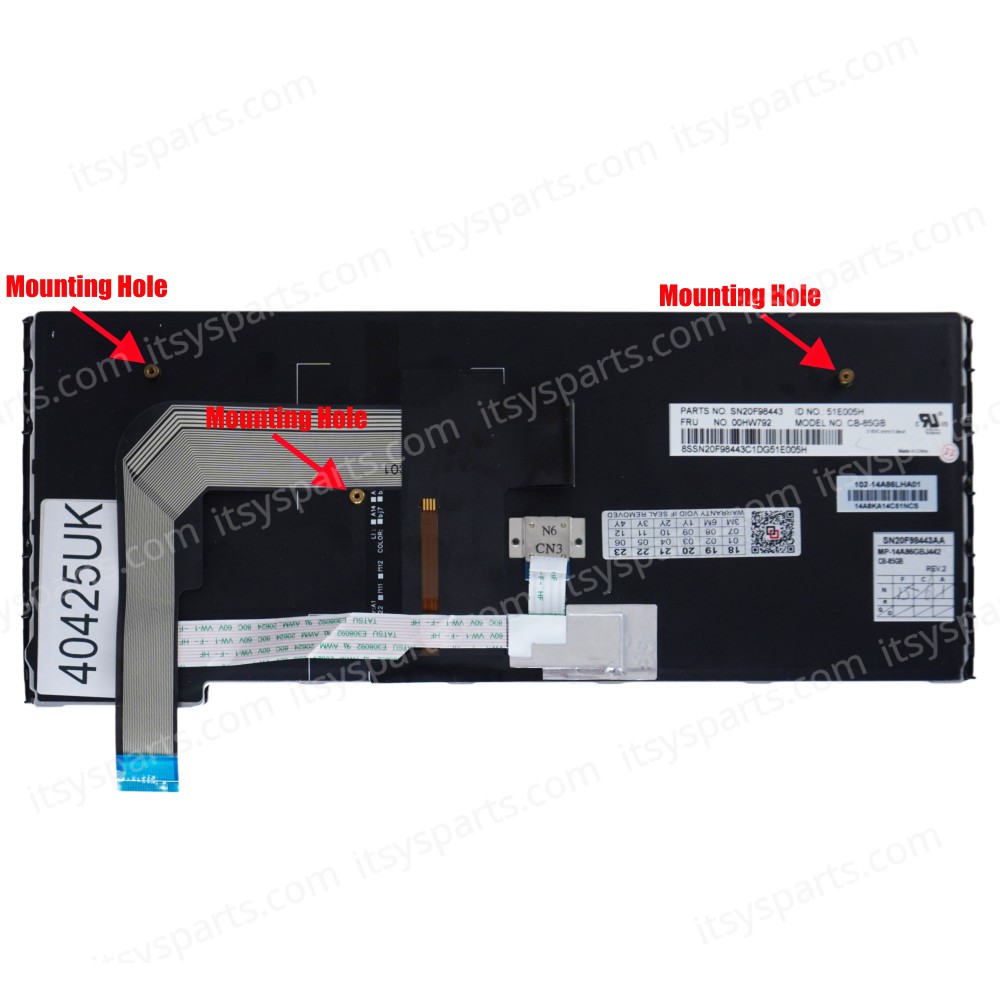 Keyboard Laptop - Keyboard for Lenovo Thinkpad Yoga P40 YOGA14 UK Layout Keyboard 00UR266 NSK-Z62BW 9Z.NBSBW.00U NSK-Z60BW 00HW792 SN20F98443 00UR229 00HW792 SN20J35690 CB-85GB SN20F98480 (Ref. 40425UK)