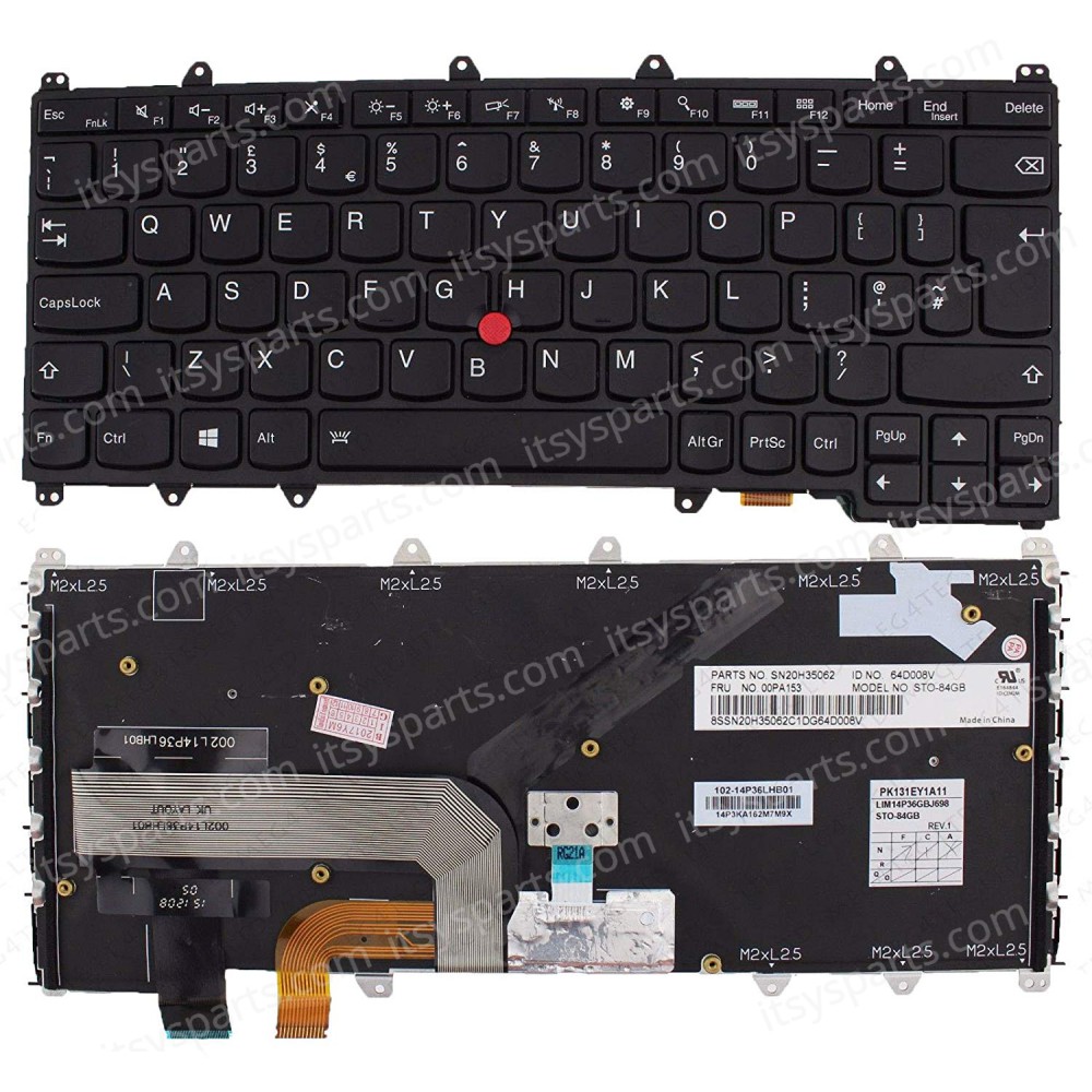 Keyboard Laptop - Keyboard for LENOVO IBM THINKPAD YOGA 260 MT 20FD 20FE 20GS KEYBOARD UK BACKLIT 00PA153 F284 00PA146 SN20H35055 (Ref. 40493UKBACKLIT)