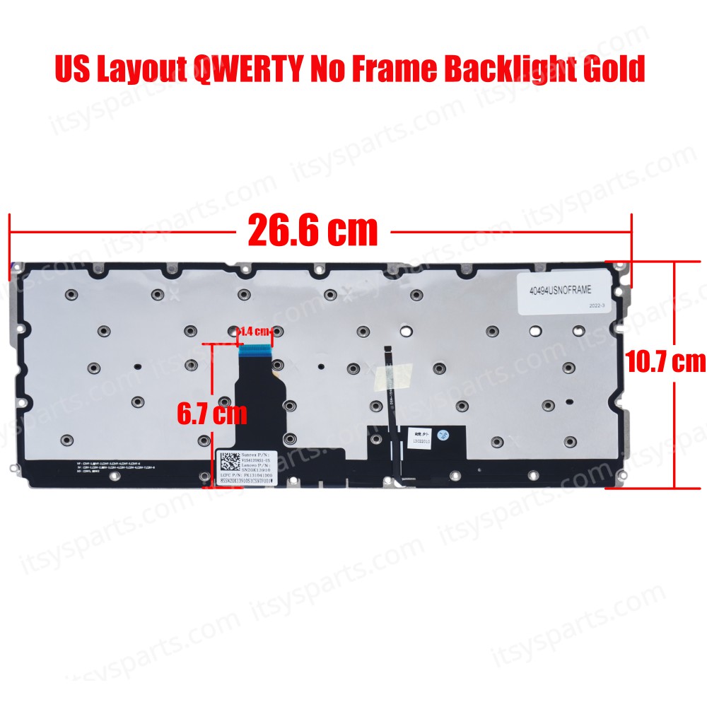 Laptop Keyboard - Keyboard for Lenovo IdeaPad Air 12 yoga 900S yoga 900 yoga 900 yoga 4s yoga 900S-12ISK English US V154120AS1-US Gold With Backlight (Ref. 40494USNOFRAME)