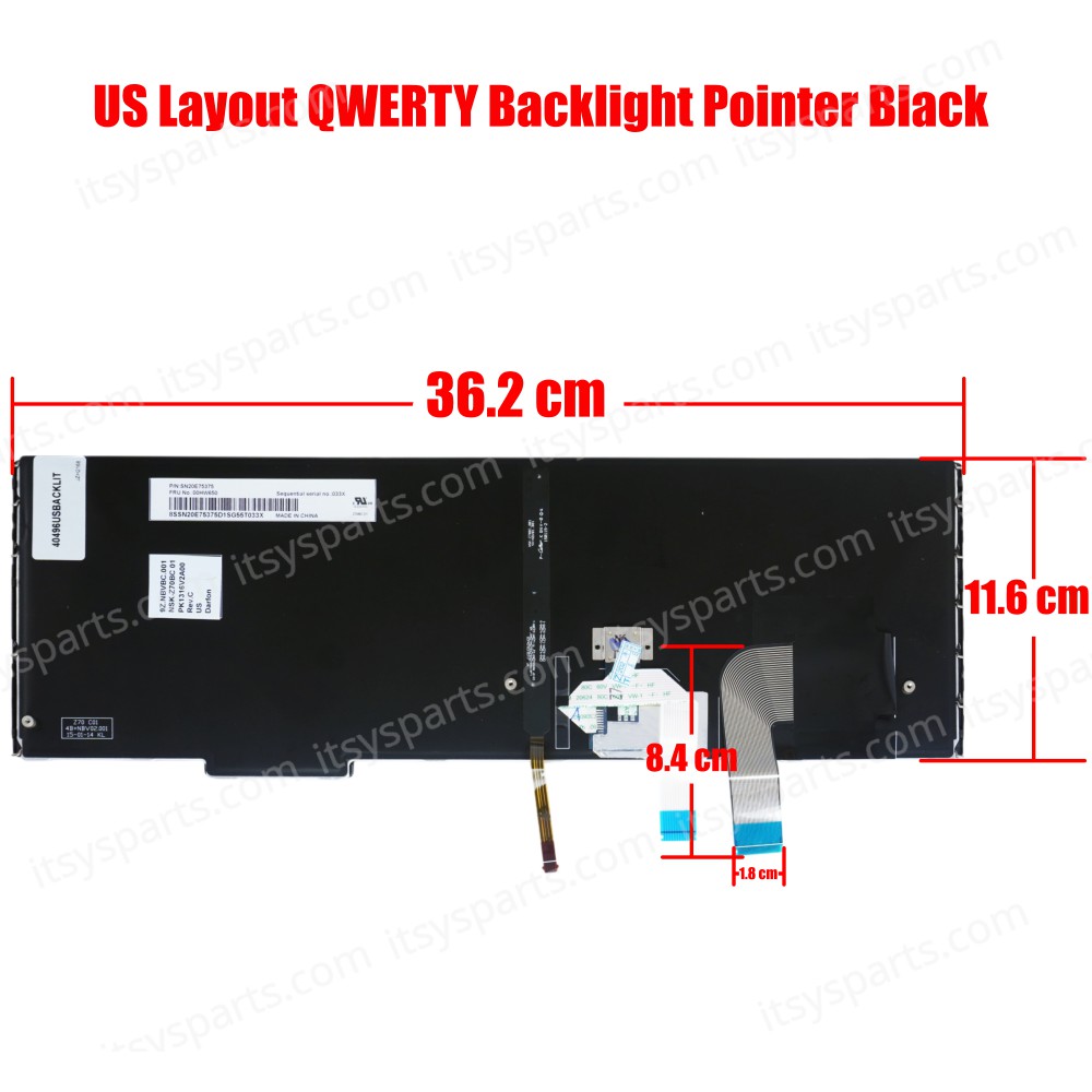Laptop Keyboard - Keyboard for LENOVO YOGA 15 Series N20E75338 00HN265 PK1316V1A00 MP-14A93USJ698 AH-105US (Ref. 40496USBACKLIT)