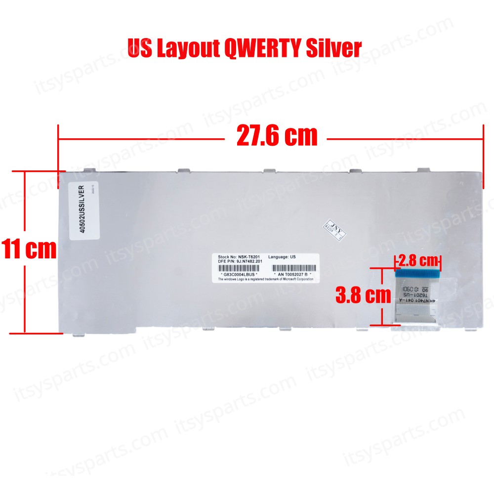 Keyboard for Toshiba Satellite U300 Satellite U305 U300-130 A000014930 9J.N7482.B01 9J.N7482.201 U300-15P PSU30E-09701SEN (Ref.40502USSILVER)